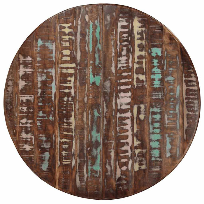 Tavolo da Pranzo Ã˜110x78cm Legno Massello di Recupero e Acciaio cod mxl 12670