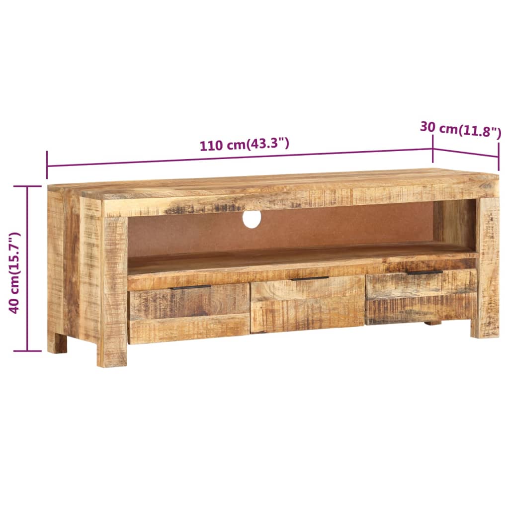 Mobile Porta TV-Mobile per TV-Credenza TV 110x30x40 cm in Legno di Mango Grezzo 994308