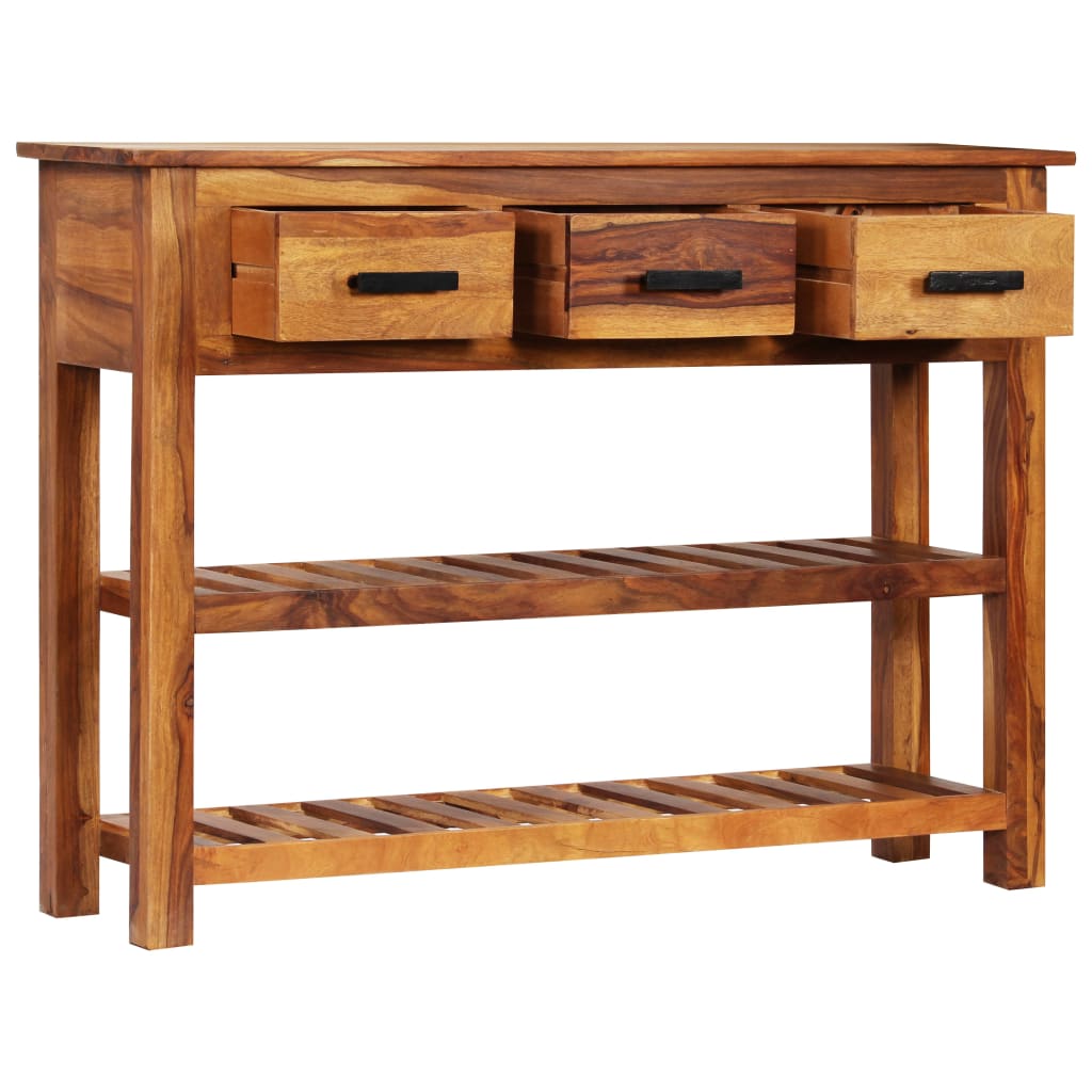 Credenza cassettiera cassettiera mobile contenitore organizer cucina soggiorno soggiorno con 3 cassetti 110 x 30 x 80 cm legno massello di acacia marrone 02_0029735
