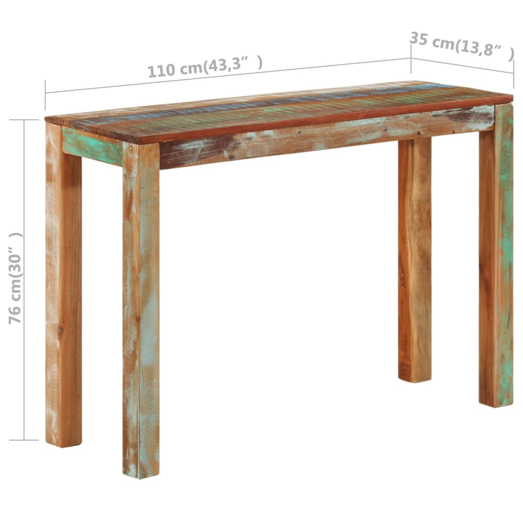 Tavolo Consolle 110x35x76 cm in Legno Massello di Recupero 337271