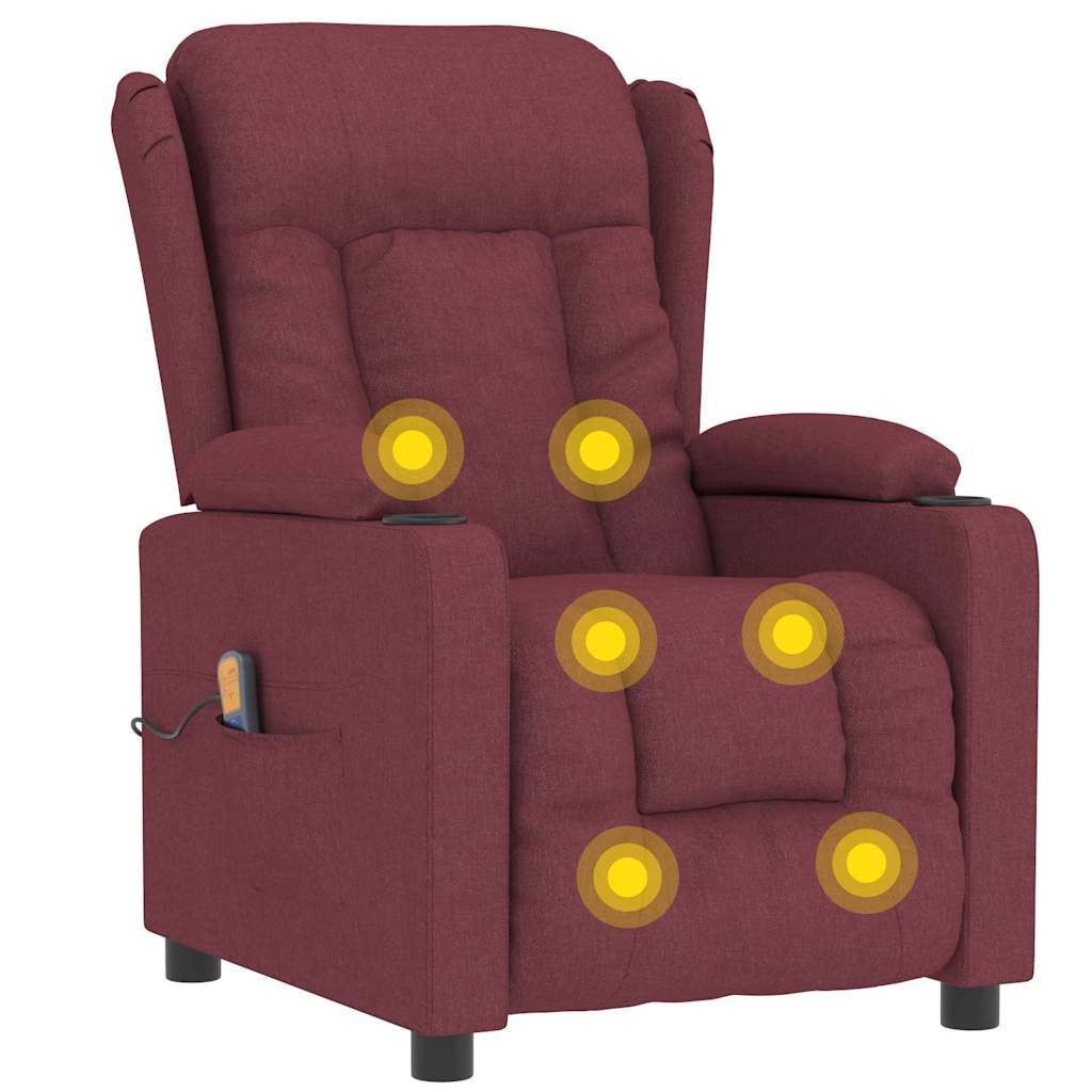 Poltrona Massaggiante Elettrica Rosso Vino in Tessuto 339061