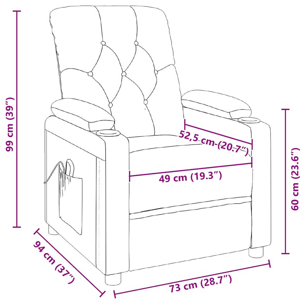 Poltrona Massaggiante Marrone Scuro in Tessuto