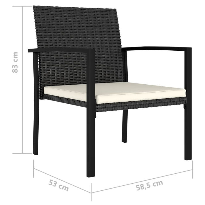 Sedie da Pranzo per Giardino 2 pz in Polyrattan Nero 317170