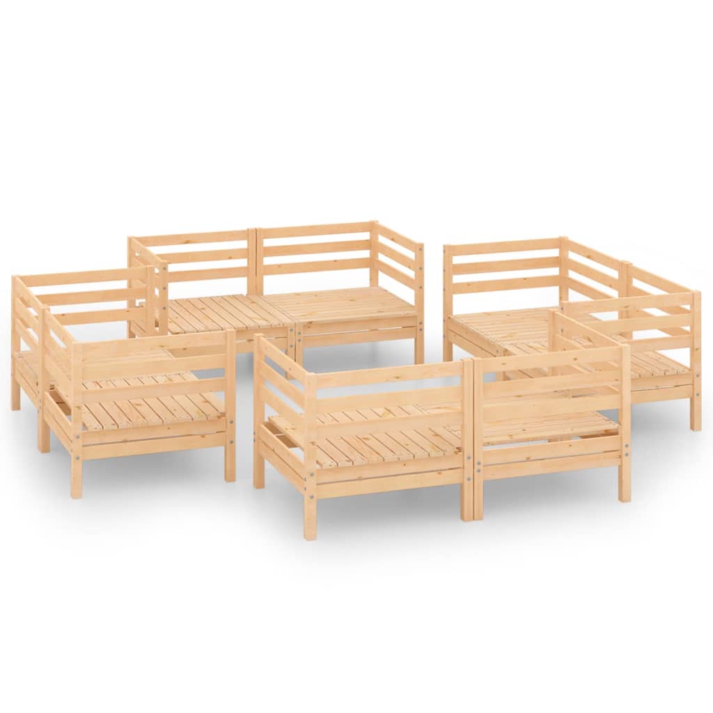 Set Divani da Giardino 8 pz in Legno Massello di Pino cod mxl 37019