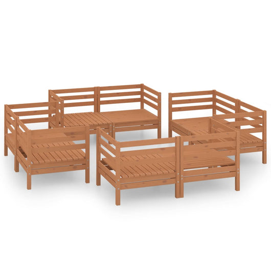 Set Salotto da Giardino 8pz Marrone Ambra Legno Massello Pino 3082430