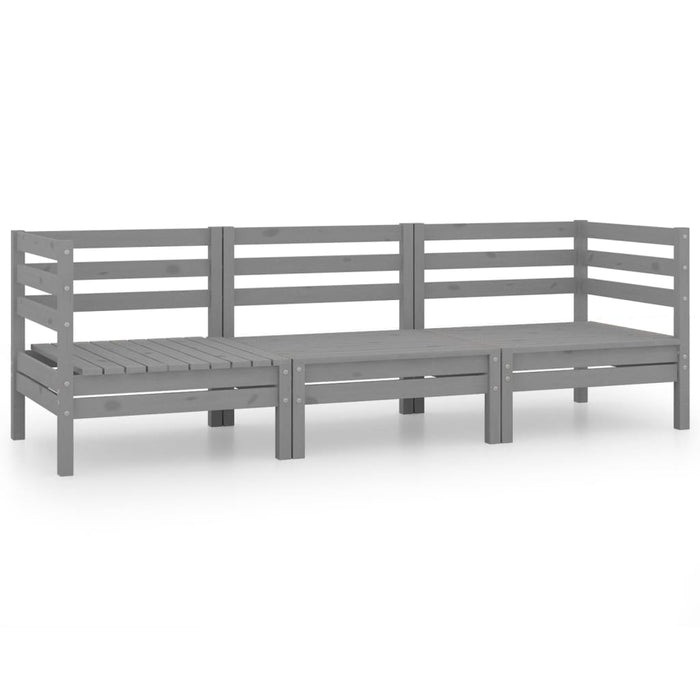 Set Divani da Giardino 3 pz Grigio in Legno Massello di Pino 3082464