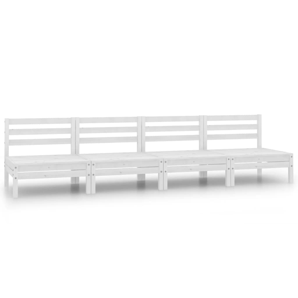 Set Divani da Giardino 4 pz Bianco in Legno Massello di Pino 3082483