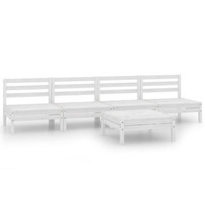 Set Divani da Giardino 5 pz Bianco in Legno Massello di Pino 3082488