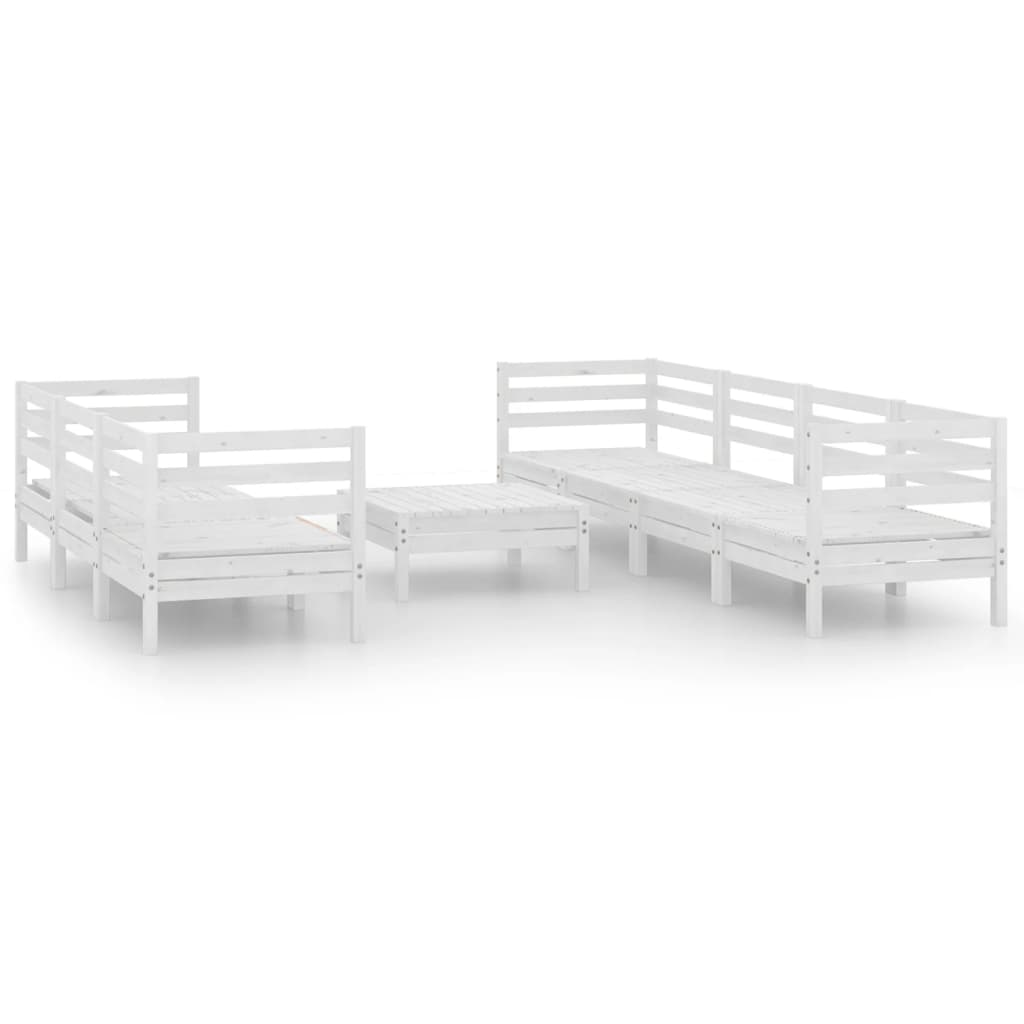 Set Divani da Giardino 8 pz Bianco in Legno Massello di Pino 3082513