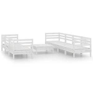 Set Divani da Giardino 8 pz Bianco in Legno Massello di Pino 3082513