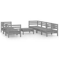 Set Divani da Giardino 8 pz Grigio in Legno Massello di Pino 3082514