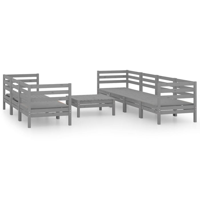 Set Divani da Giardino 8 pz Grigio in Legno Massello di Pino 3082514