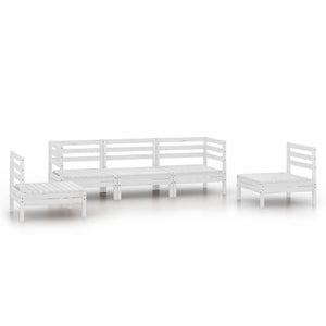 Set Divani da Giardino 5 pz Bianco in Legno Massello di Pino 3082533