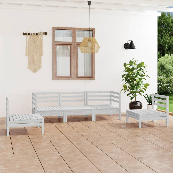 Set Divani da Giardino 5 pz Bianco in Legno Massello di Pino 3082533