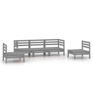 Set Divani da Giardino 5 pz Grigio in Legno Massello di Pino 3082534