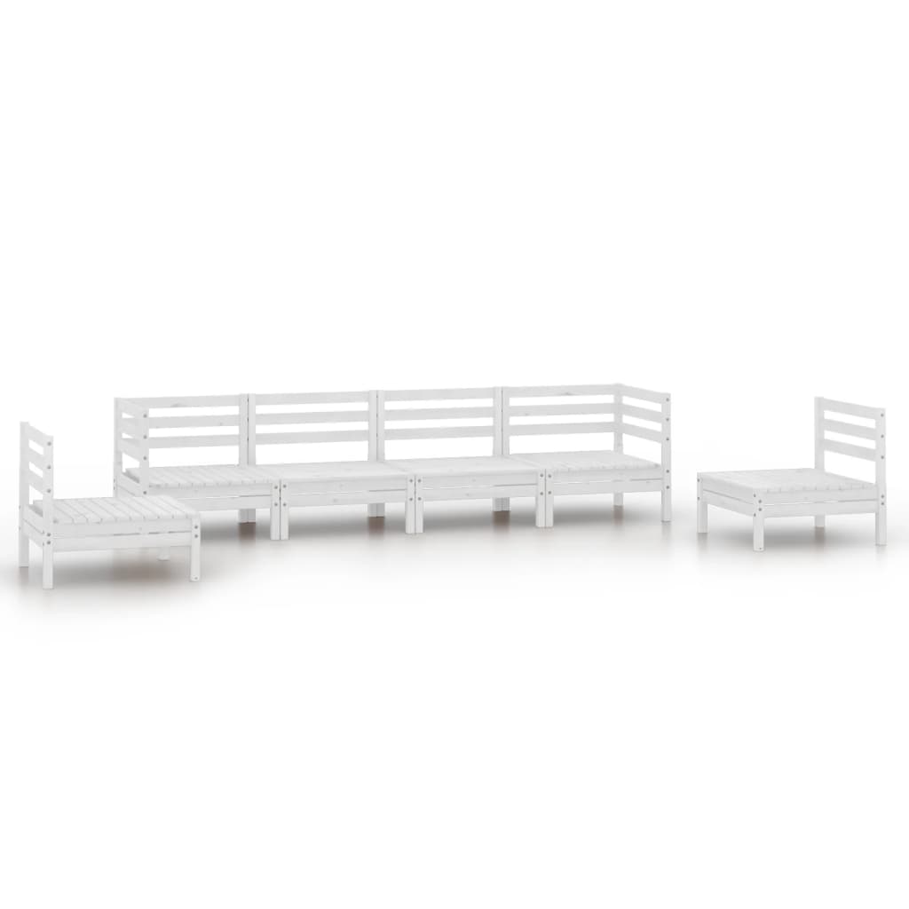 Set Divani da Giardino 6 pz Bianco in Legno Massello di Pino 3082543