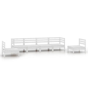 Set Divani da Giardino 6 pz Bianco in Legno Massello di Pino 3082543