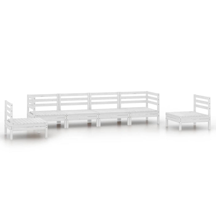 Set Divani da Giardino 6 pz Bianco in Legno Massello di Pino 3082543
