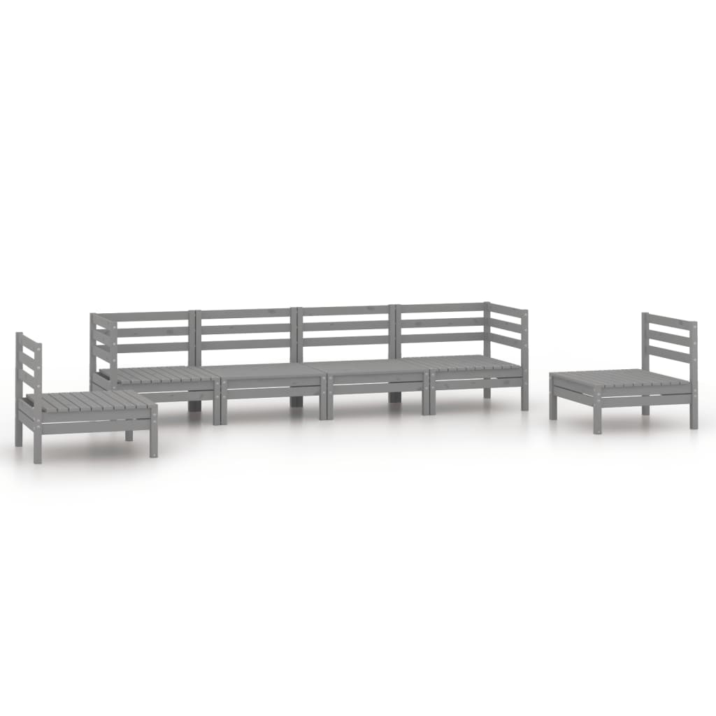 Set Divani da Giardino 9 pz Grigio in Legno Massello di Pino 3082544