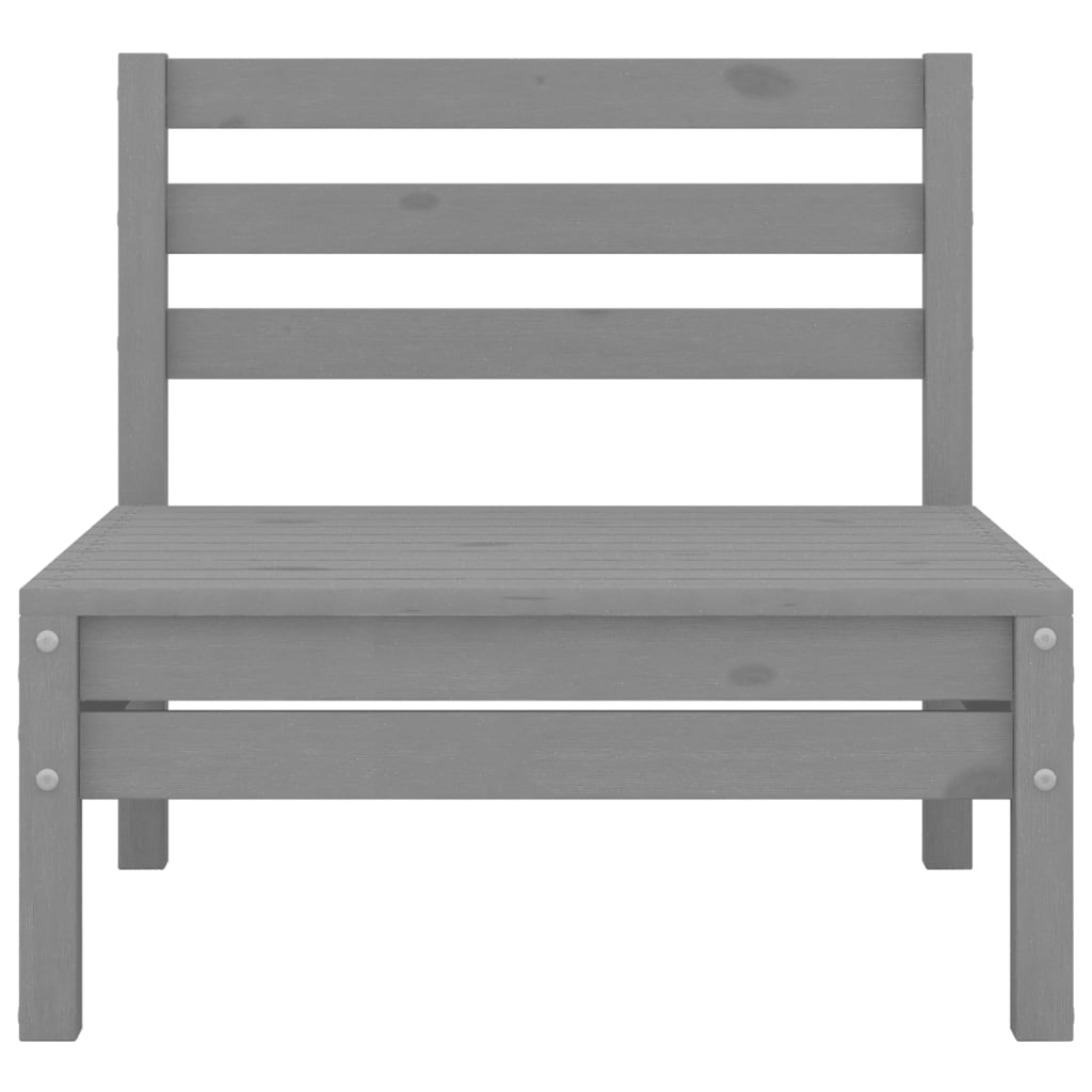 Set Divani da Giardino 9 pz Grigio in Legno Massello di Pino 3082544
