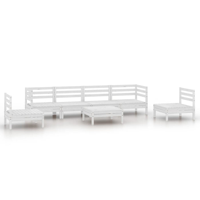 Set Divani da Giardino 7 pz Bianco in Legno Massello di Pino 3082548