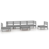 Set Divani da Giardino 7 pz Grigio in Legno Massello di Pino 3082549