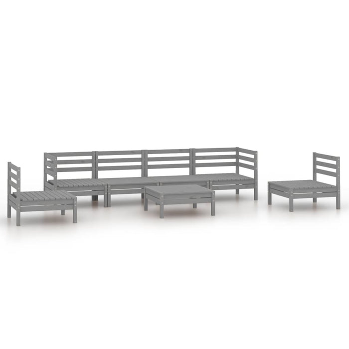 Set Divani da Giardino 7 pz Grigio in Legno Massello di Pino 3082549