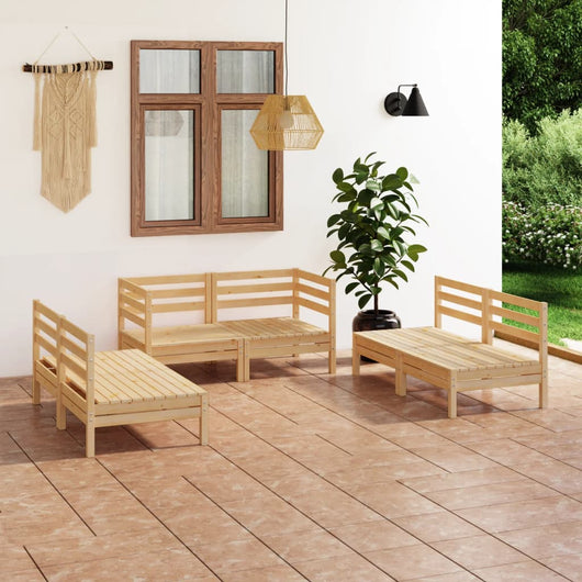 Set Divani da Giardino 6 pz in Legno Massello di Pino 3082552