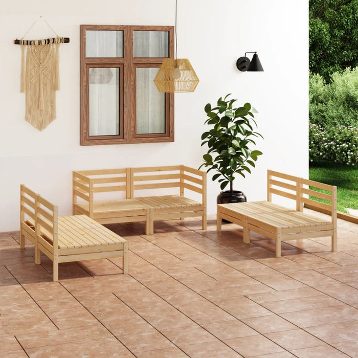 Set Divani da Giardino 6 pz in Legno Massello di Pino 3082552