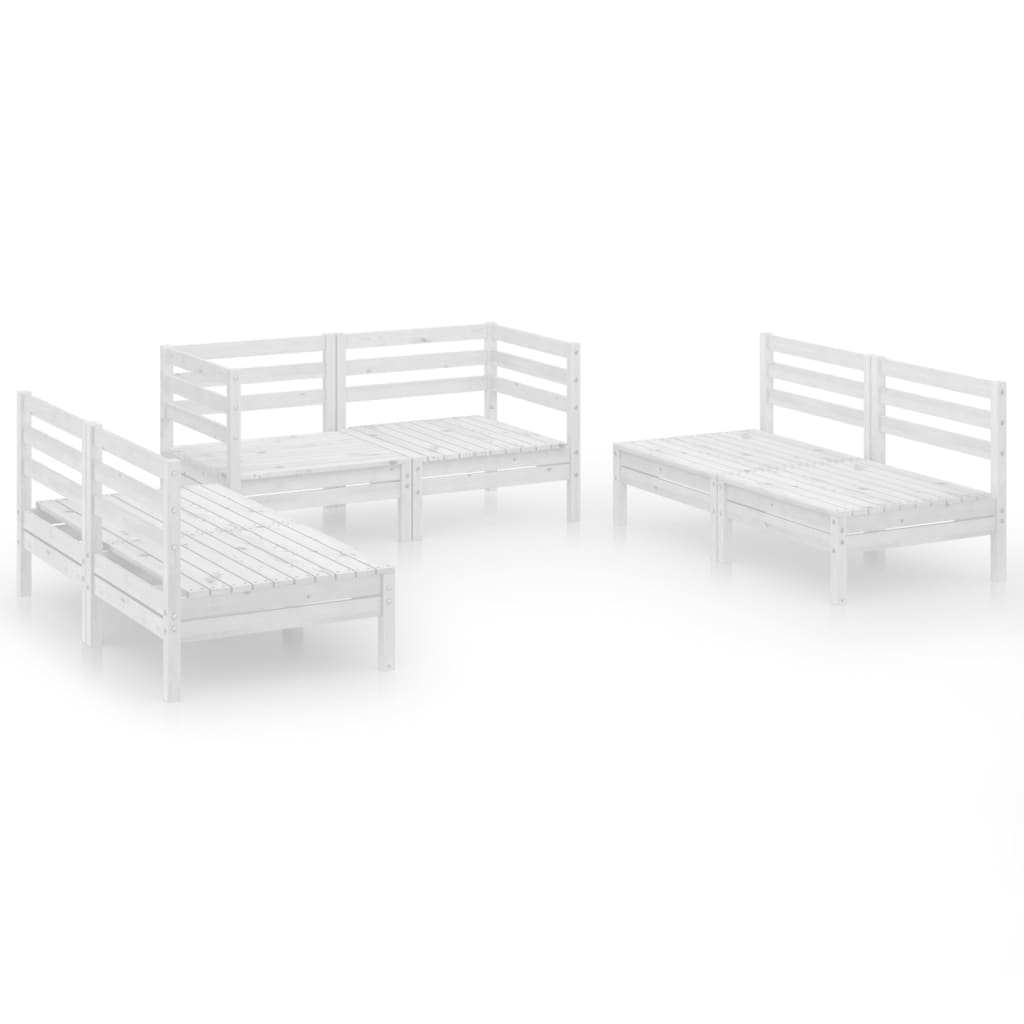 Set Divani da Giardino 6 pz Bianco in Legno Massello di Pino 3082553