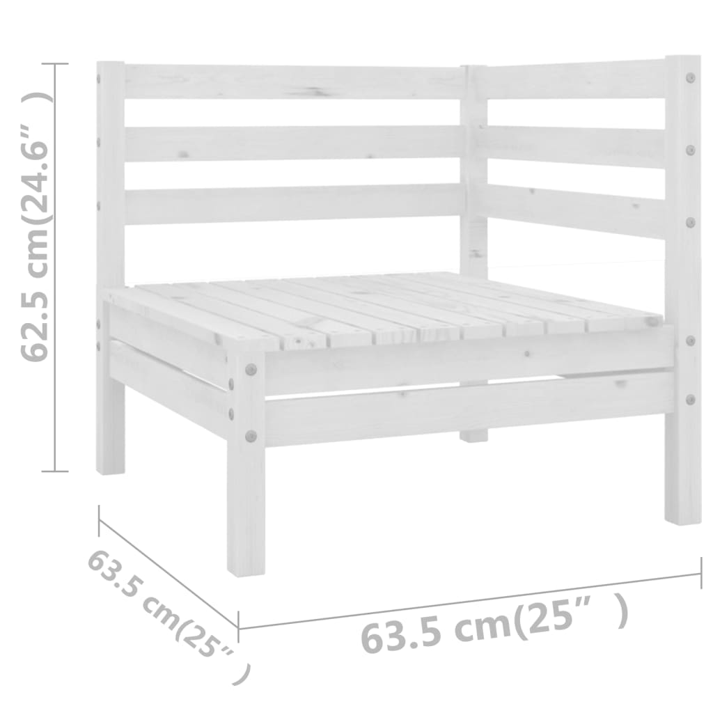 Set Divani da Giardino 6 pz Bianco in Legno Massello di Pino 3082553
