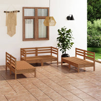 Set Salotto da Giardino 6 pz Marrone Ambra Legno Massello Pino 3082555