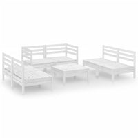Set Divani da Giardino 7 pz Bianco in Legno Massello di Pino 3082558