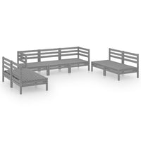 Set Divani da Giardino 7 pz Grigio in Legno Massello di Pino 3082564