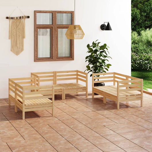 Set Divani da Giardino 6 pz in Legno Massello di Pino cod mxl 44290