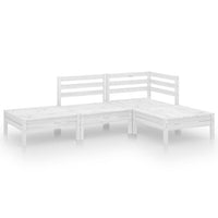 Set Divani da Giardino 4 pz Bianco in Legno Massello di Pino 3082618