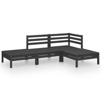 Set Divani da Giardino 4 pz Nero in Legno Massello di Pino 3082621