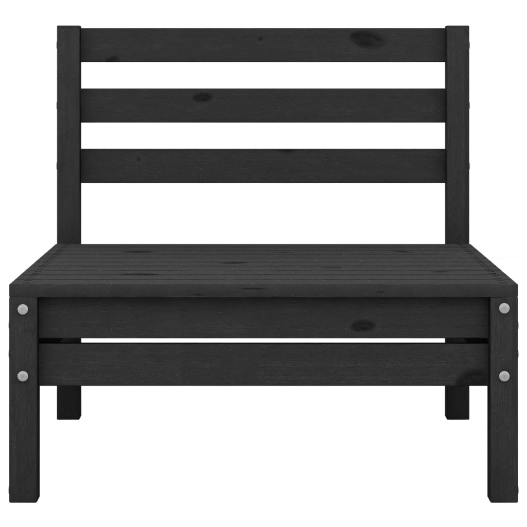 Set Divani da Giardino 4 pz Nero in Legno Massello di Pino 3082621