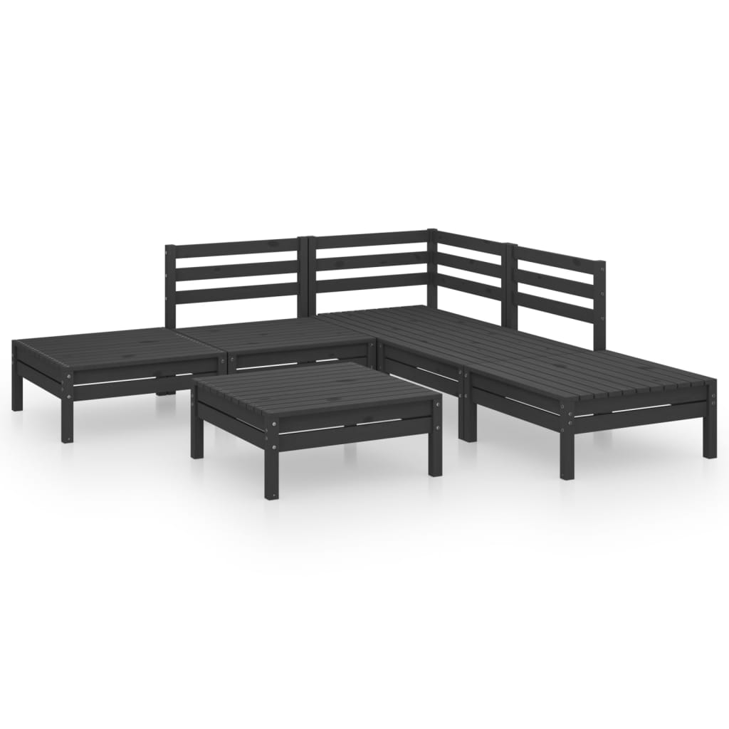 Set Salotto da Giardino 6 pz in Legno Massello di Pino Nero 3082646