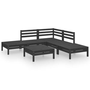Set Salotto da Giardino 6 pz in Legno Massello di Pino Nero 3082646