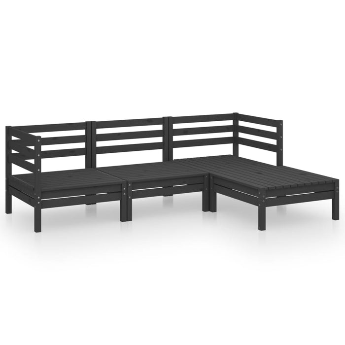 Set Salotto da Giardino 4 pz in Legno Massello di Pino Nero 3082671