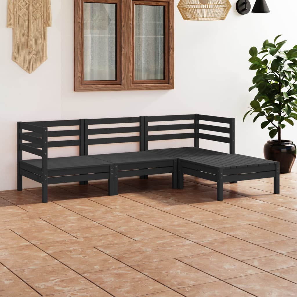 Set Divani da Giardino 4 pz in Legno Massello di Pino Nero  cod mxl 36544