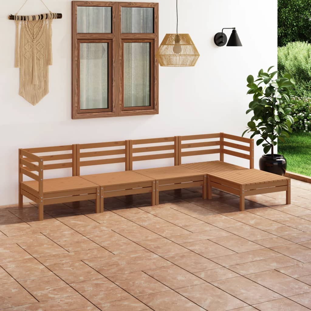 Set Salotto da Giardino 5 pz in Legno Massello di Pino Ambra 3082680