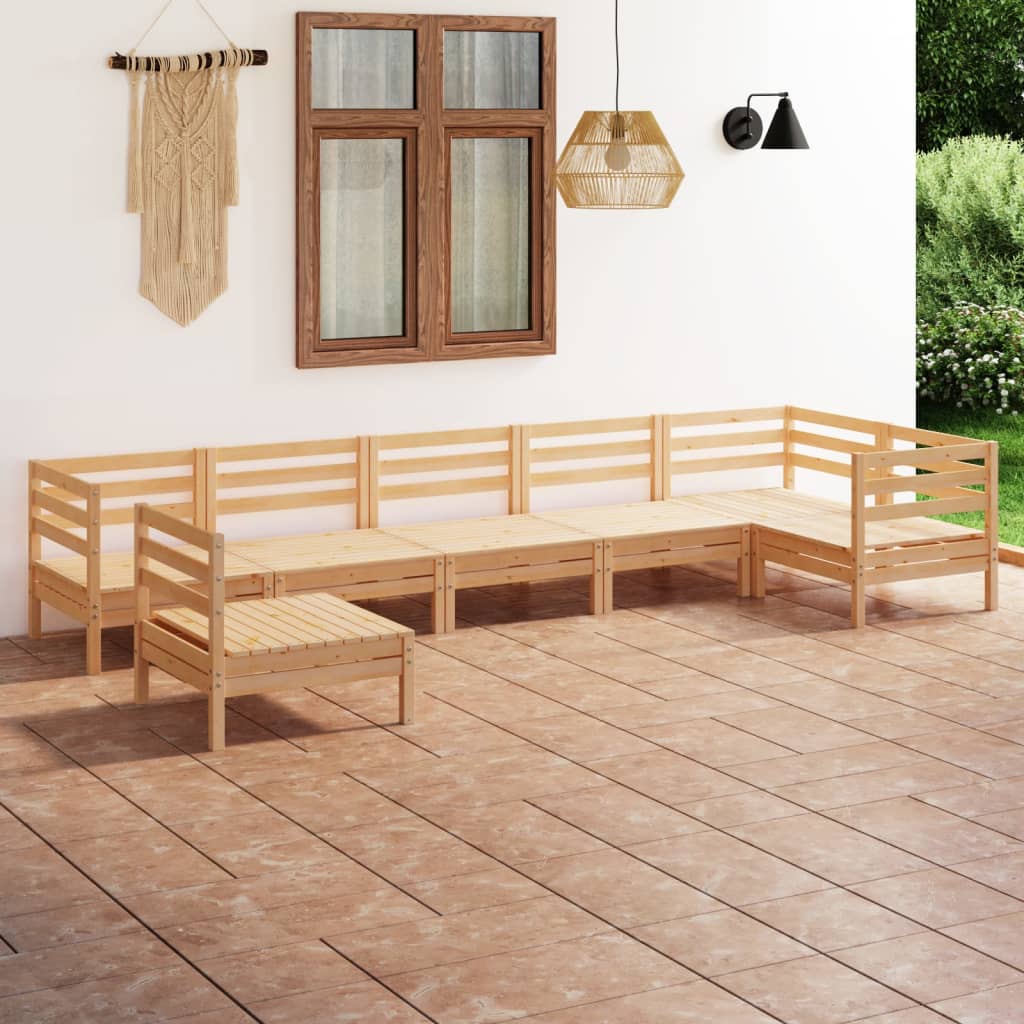 Set Divani da Giardino 7 pz in Legno Massello di Pino cod mxl 40191