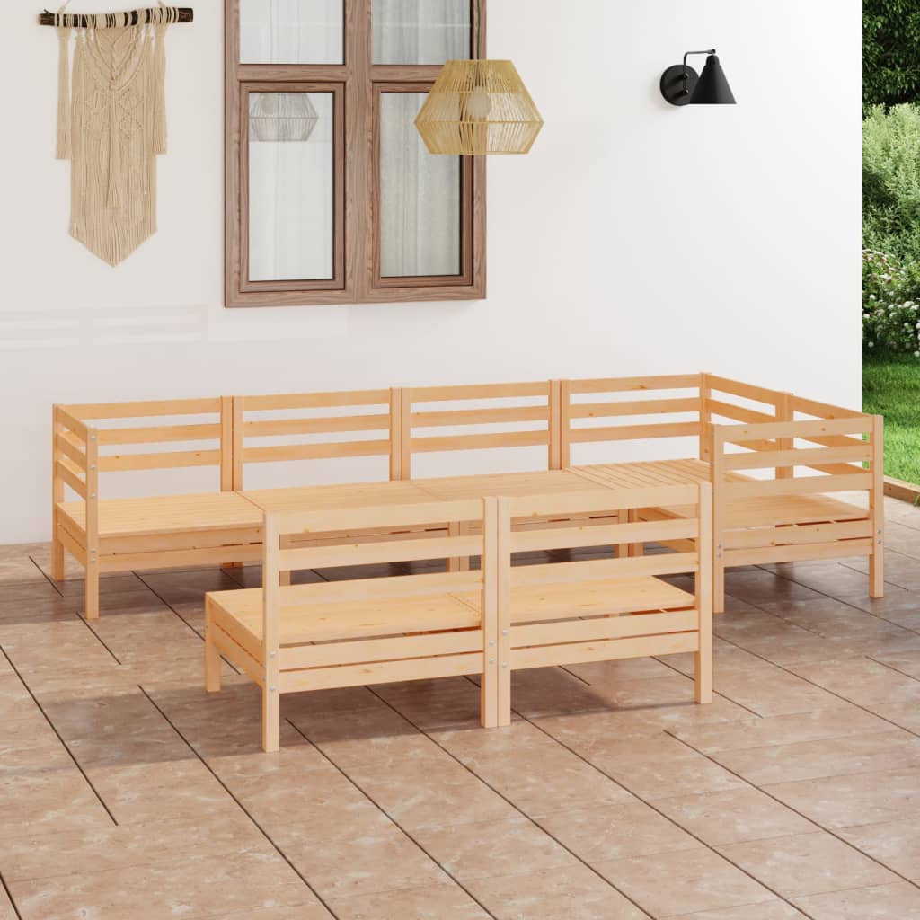 Set Salotto da Giardino 7 pz in Legno Massello di Pino 3082747