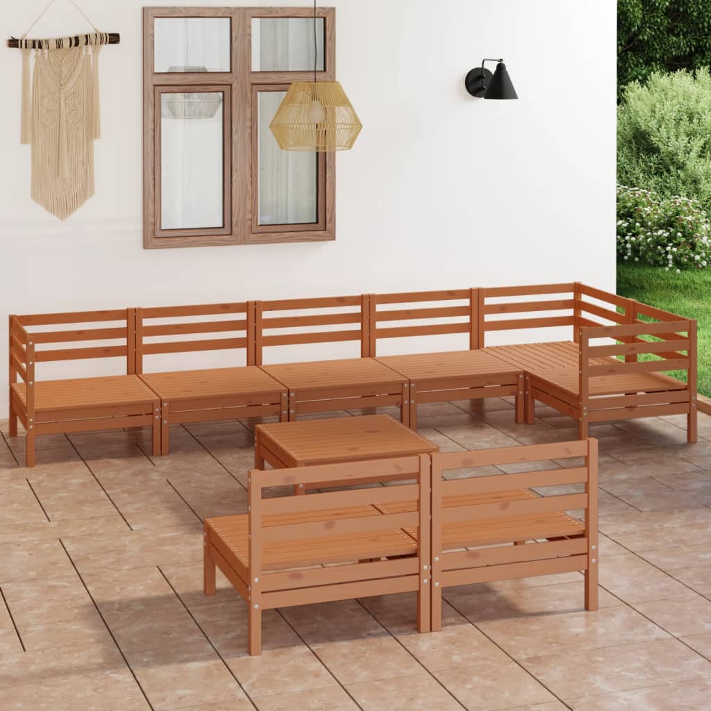 Set Salotto da Giardino 9 pz in Legno Massello di Pino Ambra 3082892