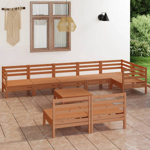 Set Salotto da Giardino 9 pz in Legno Massello di Pino Ambra 3082892