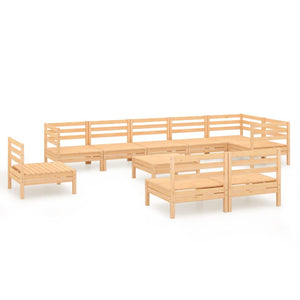 Set Salotto da Giardino 10 pz in Legno Massello di Pino 3082909