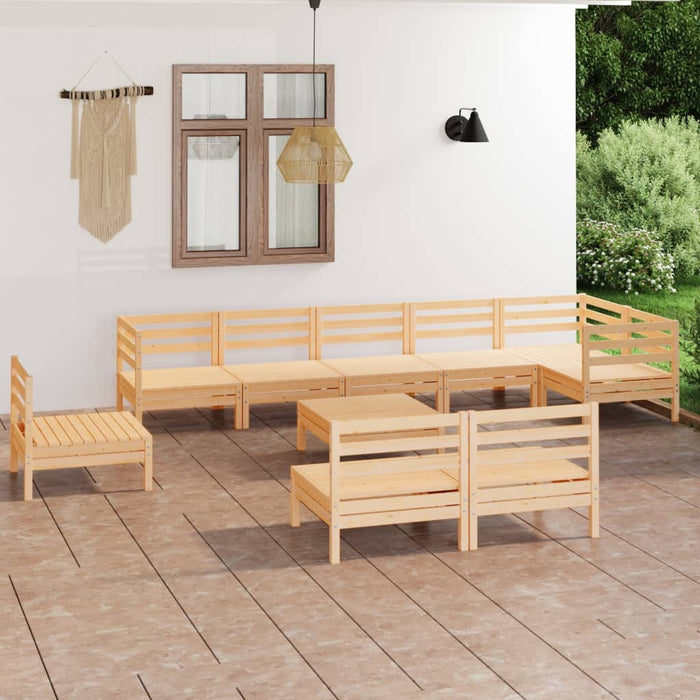 Set Salotto da Giardino 10 pz in Legno Massello di Pino 3082909
