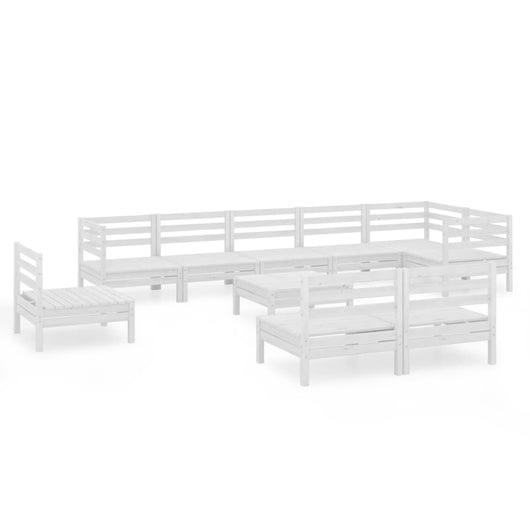 Set Salotto da Giardino 10 pz in Legno Massello di Pino Bianco 3082910